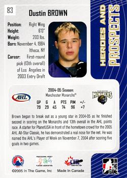 2005-06 In The Game Heroes and Prospects #83 Dustin Brown Back