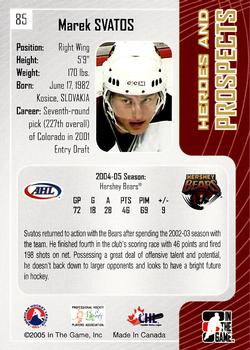 2005-06 In The Game Heroes and Prospects #85 Marek Svatos Back