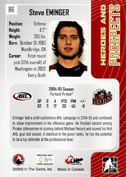 2005-06 In The Game Heroes and Prospects #86 Steve Eminger Back