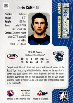 2005-06 In The Game Heroes and Prospects #88 Chris Campoli Back