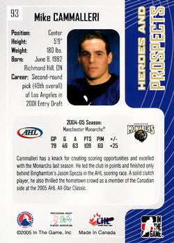 2005-06 In The Game Heroes and Prospects #93 Mike Cammalleri Back