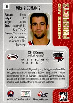 2005-06 In The Game Heroes and Prospects #98 Michael Zigomanis Back