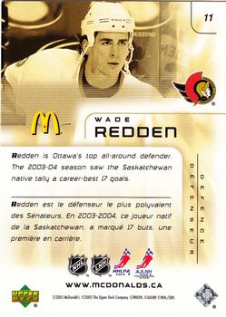 2005-06 Upper Deck McDonald's #11 Wade Redden Back