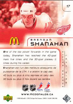2005-06 Upper Deck McDonald's #17 Brendan Shanahan Back