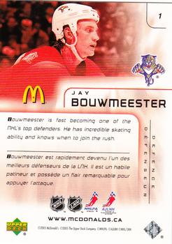 2005-06 Upper Deck McDonald's #1 Jay Bouwmeester Back