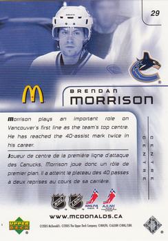 2005-06 Upper Deck McDonald's #29 Brendan Morrison Back