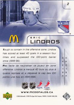 2005-06 Upper Deck McDonald's #2 Eric Lindros Back