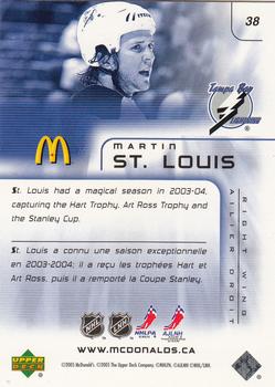 2005-06 Upper Deck McDonald's #38 Martin St. Louis Back