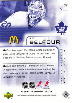 2005-06 Upper Deck McDonald's #39 Ed Belfour Back