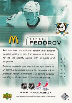 2005-06 Upper Deck McDonald's #3 Sergei Fedorov Back