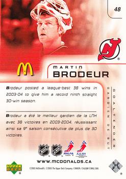 2005-06 Upper Deck McDonald's #48 Martin Brodeur Back