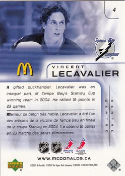 2005-06 Upper Deck McDonald's #4 Vincent Lecavalier Back