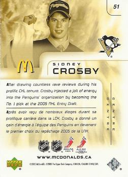 2005-06 Upper Deck McDonald's #51 Sidney Crosby Back