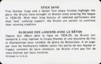 1975-76 Popsicle Bilingual #NNO Boston Bruins Back
