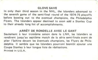 1975-76 Popsicle Bilingual #NNO New York Islanders Back