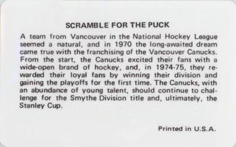 1976-77 Popsicle #NNO Vancouver Canucks Back