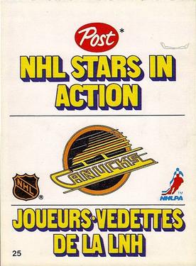 1981-82 Post NHL Stars in Action #25 Stan Smyl Front