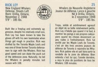 1973-74 Quaker Oats WHA #25 Rick Ley Back