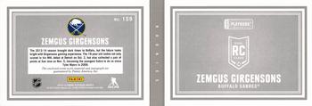 2013-14 Panini Playbook #159 Zemgus Girgensons Back