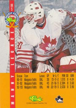 1994 Classic Pro Hockey Prospects - Ice Ambassadors #IA5 Manny Legace Back
