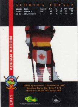 1994 Classic Pro Hockey Prospects - International Heroes #LP11 Adrian Aucoin Back