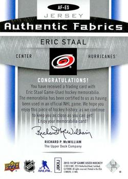2013-14 SP Game Used - Authentic Fabrics #AF-ES Eric Staal Back