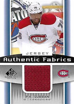2013-14 SP Game Used - Authentic Fabrics #AF-PS P.K. Subban Front
