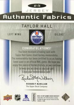 2013-14 SP Game Used - Authentic Fabrics #AF-TH Taylor Hall Back