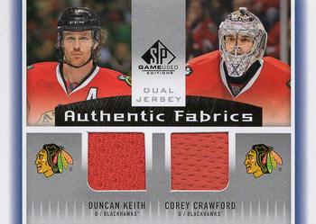 2013-14 SP Game Used - Authentic Fabrics Dual #AF2-KC Duncan Keith / Corey Crawford Front