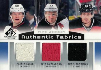 2013-14 SP Game Used - Authentic Fabrics Fives #AF5-NJD Patrik Elias / Ilya Kovalchuk / Adam Henrique / Martin Brodeur / Travis Zajac Front