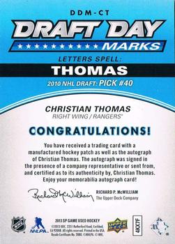 2013-14 SP Game Used - Draft Day Marks #DDM-CT Christian Thomas A Back