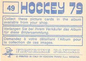 1979 Panini Hockey Stickers #49 Team Canada Back