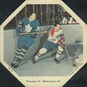 1967-68 York Peanut Butter #20 Claude Provost / Frank Mahovlich Front