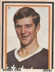1970-71 Eddie Sargent / Finast NHL Players Stickers #1 Bobby Orr Front