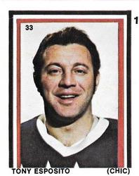 1970-71 Eddie Sargent / Finast NHL Players Stickers #33 Tony Esposito Front