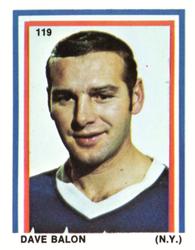 1970-71 Eddie Sargent / Finast NHL Players Stickers #119 Dave Balon Front