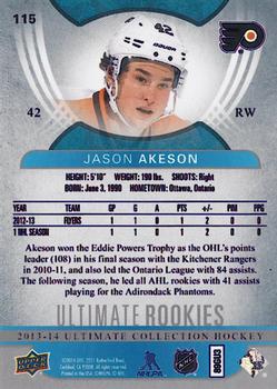2013-14 Upper Deck Ultimate Collection #115 Jason Akeson Back
