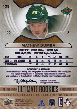 2013-14 Upper Deck Ultimate Collection #138 Mathew Dumba Back