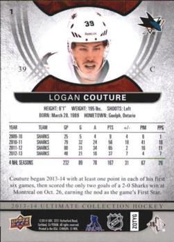 2013-14 Upper Deck Ultimate Collection #1 Logan Couture Back