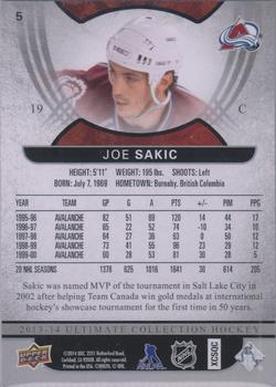 2013-14 Upper Deck Ultimate Collection #5 Joe Sakic Back