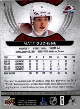 2013-14 Upper Deck Ultimate Collection #8 Matt Duchene Back