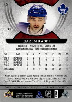 2013-14 Upper Deck Ultimate Collection #40 Nazem Kadri Back