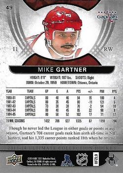 2013-14 Upper Deck Ultimate Collection #49 Mike Gartner Back
