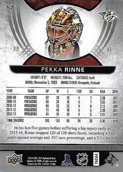 2013-14 Upper Deck Ultimate Collection #52 Pekka Rinne Back