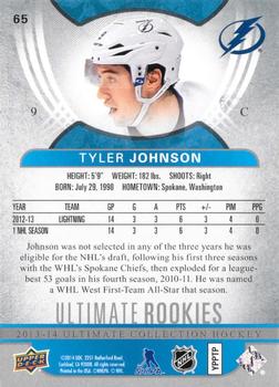 2013-14 Upper Deck Ultimate Collection #65 Tyler Johnson Back
