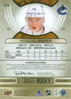 2013-14 Upper Deck Ultimate Collection #125 Nicklas Jensen Back