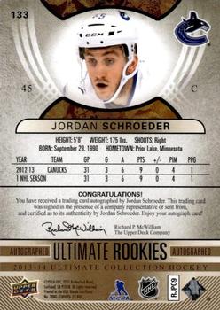 2013-14 Upper Deck Ultimate Collection #133 Jordan Schroeder Back