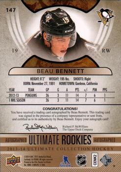 2013-14 Upper Deck Ultimate Collection #147 Beau Bennett Back