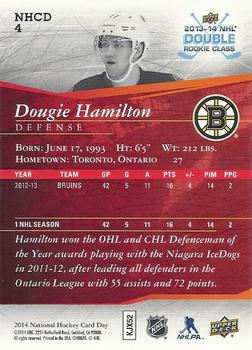 2014 Upper Deck National Hockey Card Day Canada #NHCD 4 Dougie Hamilton Back