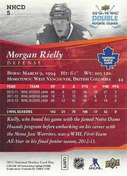 2014 Upper Deck National Hockey Card Day Canada #NHCD 5 Morgan Rielly Back